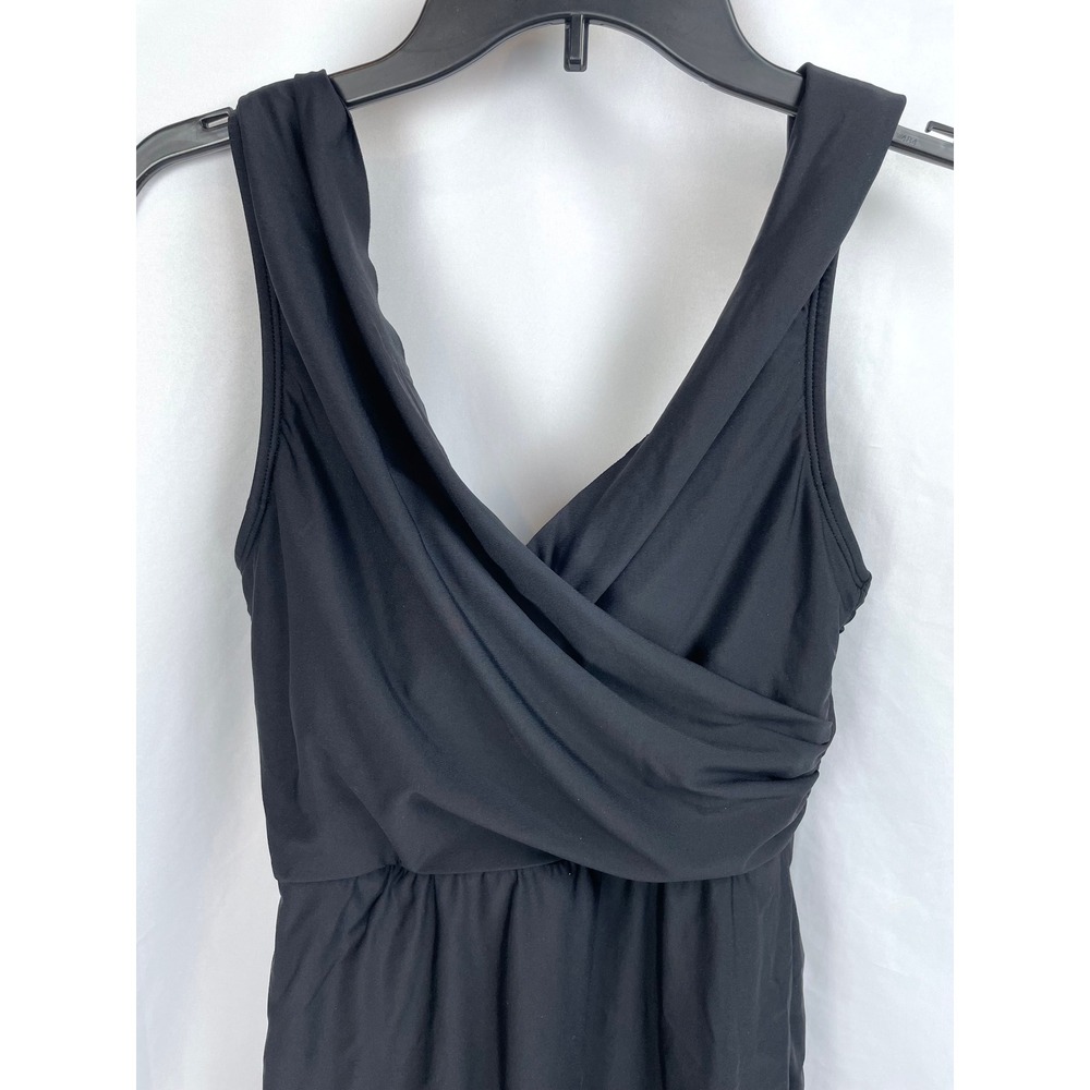 Lands' End Women Size 8 Black Swimsuit Dress Faux Wrap One Piece - Picture 2 of 6